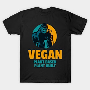 Vegan - Plant Based/Built - Gold & Green T-Shirt